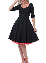 Cotton Sweetheart Elbow Length Sleeves Vintage Party Dress 