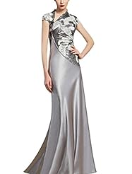 A-line Bubble Dress Sequined Scoop Neck Natural   Waistline Cap Sleeves Cocktail Floor Length Short Polyester/Satin Evening Dress/Homecoming Dress/Prom Dress/Wedding Party Dress  with a Court Train 