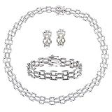 C.Z. Diamond Versatile Sterling Silver Necklace Bracelet Earrings Set (Holiday Special)