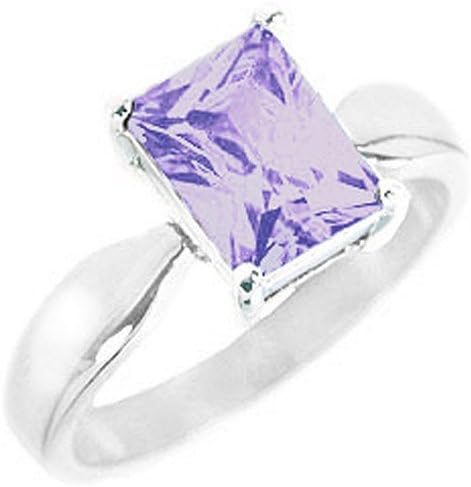4.5 cw CZ, Non-Tarnishing Rhodium Finish Light Purple CZ Ring (7)