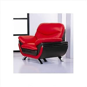 Jonus Leather Match Chair in Red/Black