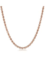 Duragold 14k Rose Gold Hollow Diamond-Cut Rope Chain Necklace, 18"