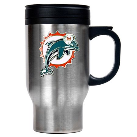 Miami Dolphins 16oz Stainless Steel Travel Mug  (Primary Logo)