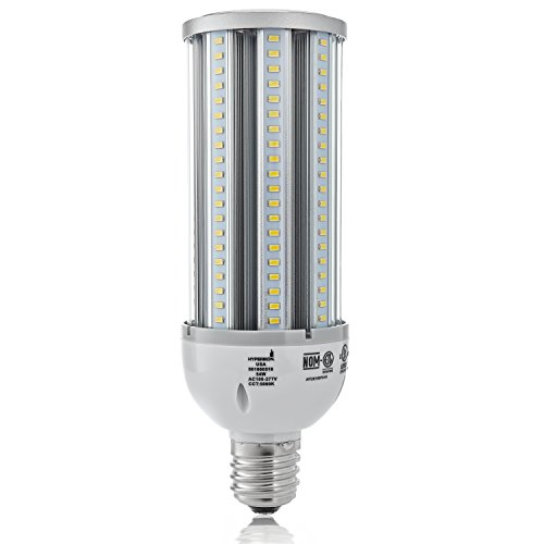 HyperikonÂ® LED Corn Bulb, Street and Area Lighting, 54-Watt (250-300 Watt Replacement), Large Screw Base (E39), 5000K (Crystal White GlowÂ®), 360Â° Flood Light, Metal Halide Replacement, UL-Listed