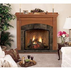 Royalton A Flush Fireplace Mantel in Medium English Chestnut by Hearth and Home Mantels