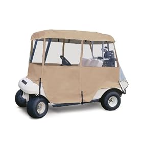 Deluxe 4-Sided Golf Car Enclosure, Sand, Fits Most Two-Person Golf Cars