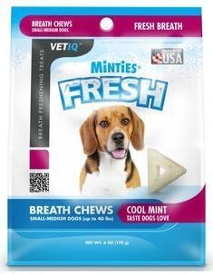 Minties Fresh VetIQ Breath Chews, Cool Mint Treats, Small Medium Dogs, 6 Ounces (Pack of 1)