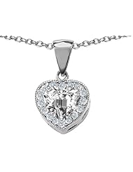 Original Star K (tm) 8mm Heart Shape White Topaz Heart Pendant in 925 Sterling Silver