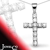 Jewelco London 18 Carat White Gold 2ct Diamond Cross (Comes with 18 inch Pendant Chain)