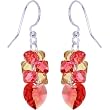 Handcrafted Austrian Crystal Padparadscha Passionate Heart Earrings