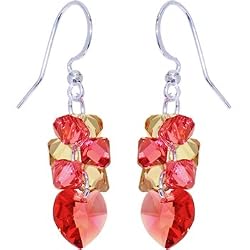 Handcrafted Austrian Crystal Padparadscha Passionate Heart Earrings MADE WITH SWAROVSKI ELEMENTS