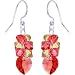 Handcrafted Austrian Crystal Padparadscha Passionate Heart Earrings