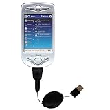 Retractable USB Cable for the HTC Wallaby with Power Hot Sync and Charge capabilities - Gomadic Brand w/ TipExchange Technology