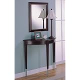 3 Pc Pack Cherry Finish Wood Hall Console Table , Mirror And Lamp by 
