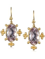Lauren Harper Collection Sugar Buzz 18k Gold and Faceted Rose de France Oval Earrings
