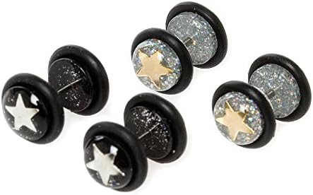 Claire's Accessories Girls 16G Glitter Star Faux Ear Plugs Set of 2