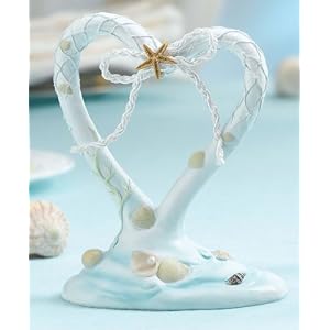 Click to buy Maine Wedding Venues: Beach Themed Heart Wedding Cake Topper from Amazon!