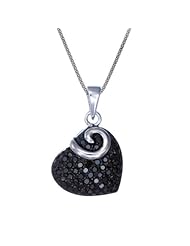0.85 CT. Black Diamond Necklace In Sterling Silver with 18" Chain
