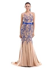 Beaded Lace  Floral Print Evening Dress/Homecoming Dress/Bridesmaid Dress/Prom Dress  with a Court Train  With a Bow(s)