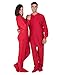 Footed Pajamas - Bright Red Adult Fleece