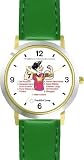 All of THE 7 HABITS #3 - White Youth (Spanish Text) - DELUXE TWO-TONE WATCH from THE 7 HABITS - WATCH COLLECTION BY WATCHBUDDY&reg; - Arabic Numbers - Green Leather Strap-Size-Large ( Men's Size or Jumbo Women's Size )