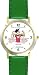All of THE 7 HABITS #3 - White Youth (Spanish Text) - DELUXE TWO-TONE WATCH from THE 7 HABITS - WATCH COLLECTION BY WATCHBUDDY&reg; - Arabic Numbers - Green Leather Strap-Size-Children's Size-Small ( Boy's Size & Girl's Size )