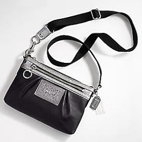 NEW AUTHENTIC COACH POPPY LEATHER SWINGPACK MESSENGER CROSSBODY BAG (Silver Black)