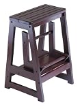 Winsome 2 Step Folding Wood Stepstool in Antique Walnut finish