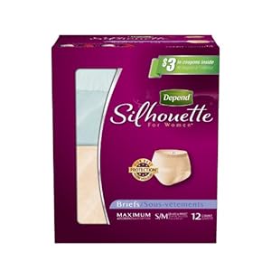 Depend Underwear Silhouette Maximum Absorbency for Women, Small/Medium, 12 Count (Pack of 4)
