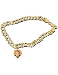 Photo Charm Bracelet w/ 1 Petite Heart Picture Charm - Add up to 10 Charms, Hearts, Ovals, Rounds Or Rectangles