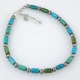 Sterling& Turquoise Tube Bead Anklet