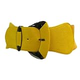 Yellow Solid Color Wide Elastic Belt With Big Metal Buckle