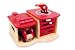 All wood brightly coloured fire station set with engine and helicopter_s-3