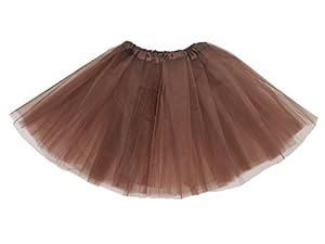 Simplicity Women's Classic Elastic, 3-Layered Tulle Tutu Skirt, Coffee