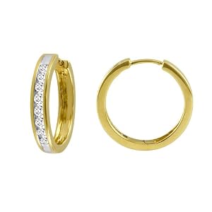 14k Yellow Gold Channel-Set Diamond Hoop Earrings (1 2 cttw, H-I Color, I1-I2... by