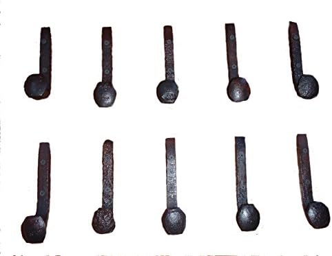 10 Coat Hooks Antique Handmade Railroad Spike Wrought Iron Style Vintage Rustic Made in USA For Coat Racks