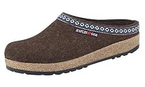 Haflinger Women's Classic Grizzly Bavarian Trim Clog,Chocolate,36 EU (US Women's 5 M)