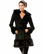 Fur Trimmed Belted Wool Coat