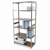 414 tLGlv L. SL160  Regal Shelving Unit Starter Set, 36w x 18d X 76H, Sand/Oak  Category: Floor Shelves