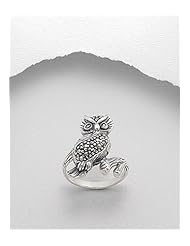 Owl Marcasite Ring In 92.5 Sterling Silver