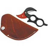 Wyoming Tools 1 Fixed Blade Knife with Green Handles and Leather Sheath