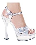 Women's 6 Inch Silver Cone Heel Glitter Sandal