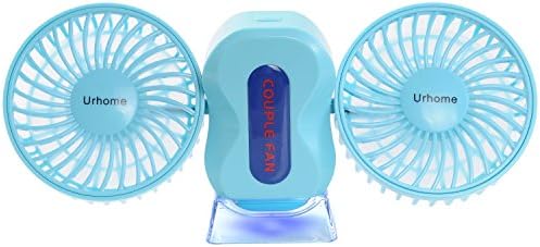 Personal Fan Mini Fan Rechargeable Fans 3 Modes Mini Dual Head Table Fans Bule