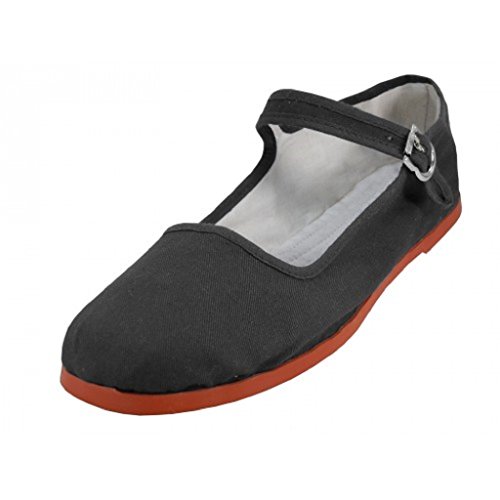 Mary Jane Cotton China Doll Slippers (Black) (Womens Size U.S. 7)
