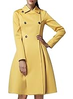 Azbro Women Double Breasted Turn Down Collar Slim Fit Trench Coat