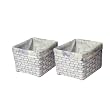 Set of 2 Rattan Storage Baskets - White/Blue (10")