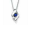 10K White Gold 0.01 ct. Diamond and 1/3 ct. Sapphire Fashion Pendant with Chain