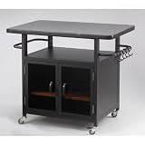 Bistro 36 Cabinet with Granite Top and Black Glass Doors