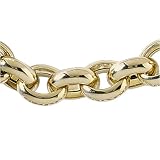 11.5mm Oval Link Chain Necklace, 14K Yellow Gold. Men's Hollow Oval Link Chain Necklace