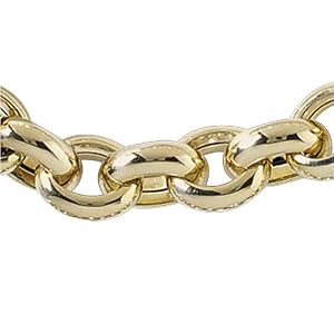11.5mm Oval Link Chain Necklace, 14K Yellow Gold. Men's Hollow Oval Link Chain Necklace